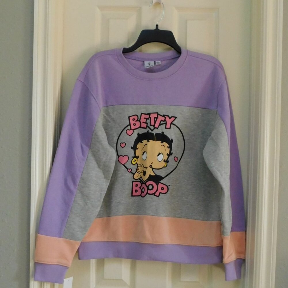 BETTY BOOP Womens Crew Neck Long Sleeve Sweatshirt Juniors Large